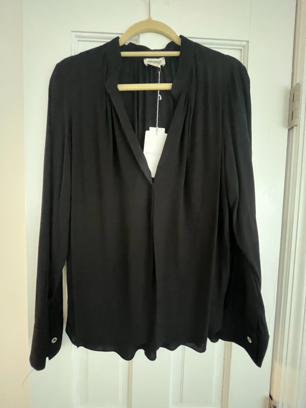 Zadig & Voltaire Black Tink Satin Blouse - Size Medium (NWT)